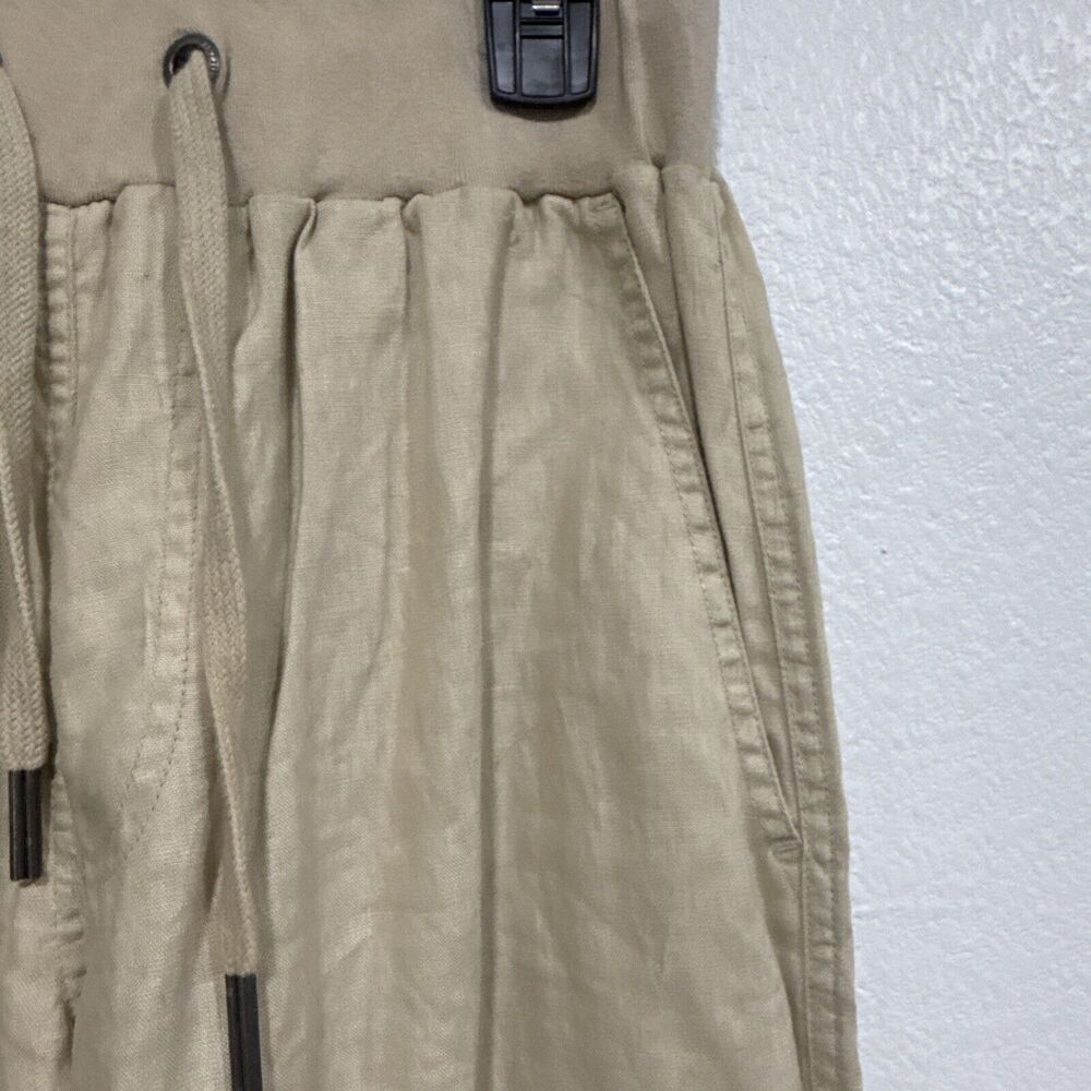 Women’s Vintage American Essentials Luxury Tan Drawstring Pull On Pants Sz Small - Picture 3 of 8